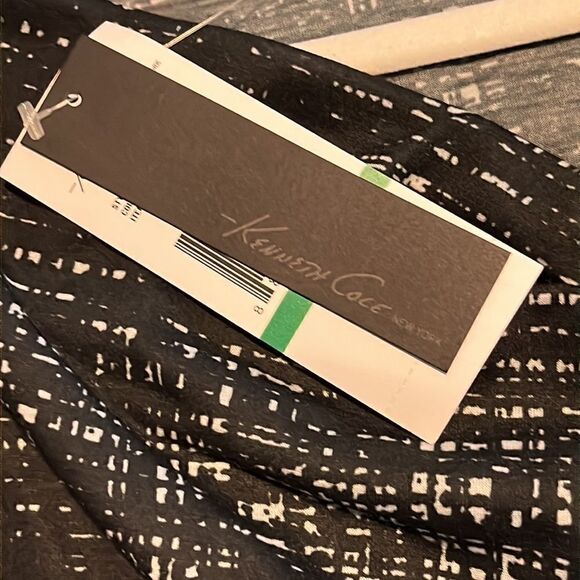 Kenneth Cole Brushed Window Pane Drape Neck Blouse - Picture 2 of 6